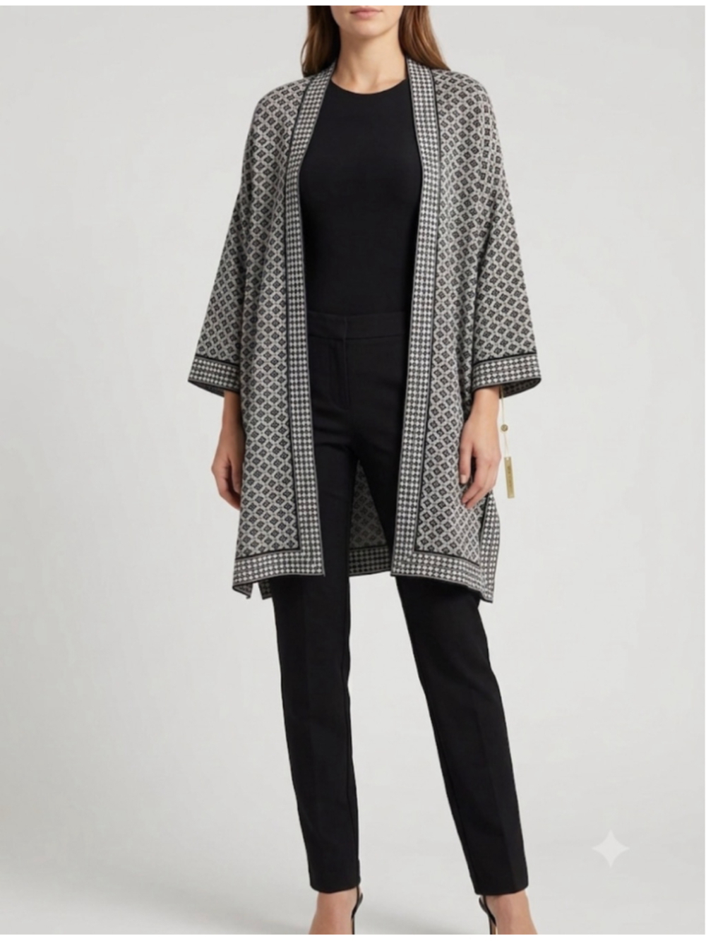 NWT Max Studio Geometric Open Front Cape Size L